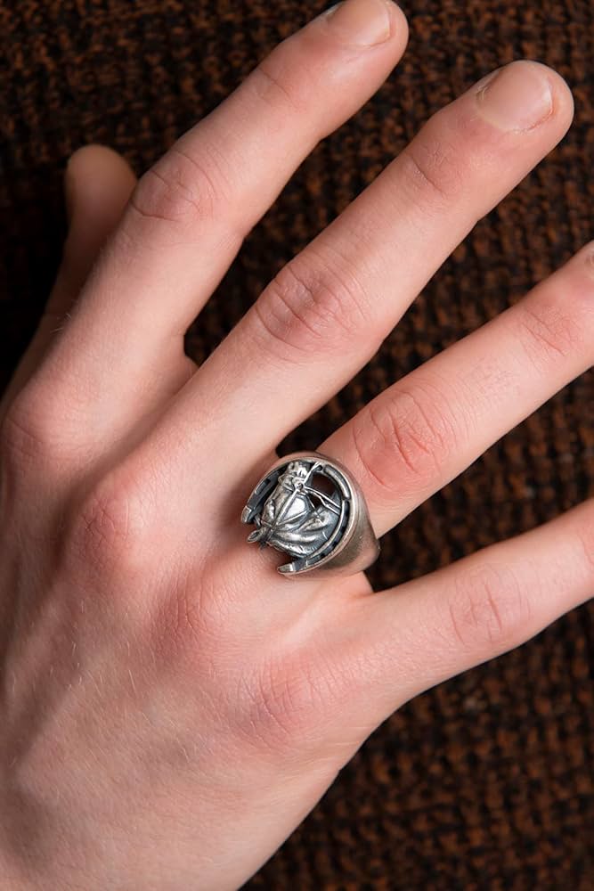 Amazon.com: Handmade Horseshoe Man Ring, Gold Plated Horse